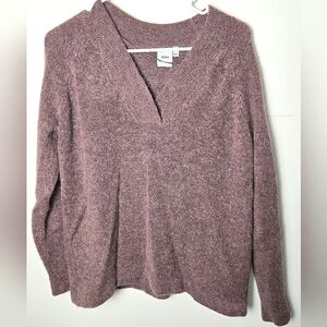 Women's Ichi Alpaca Hair Scandi Style Blend V-neck Sweater, Size Large